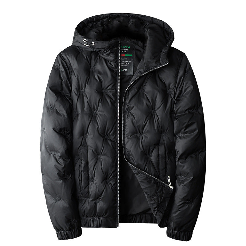 Embroidered Men's Plus Size Hooded Down Jacket