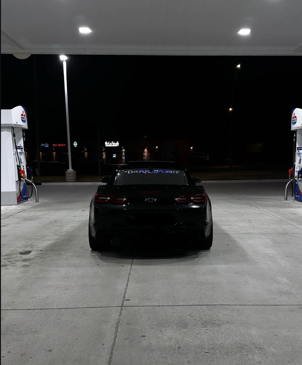 Darkfleet sticker on black Camaro
