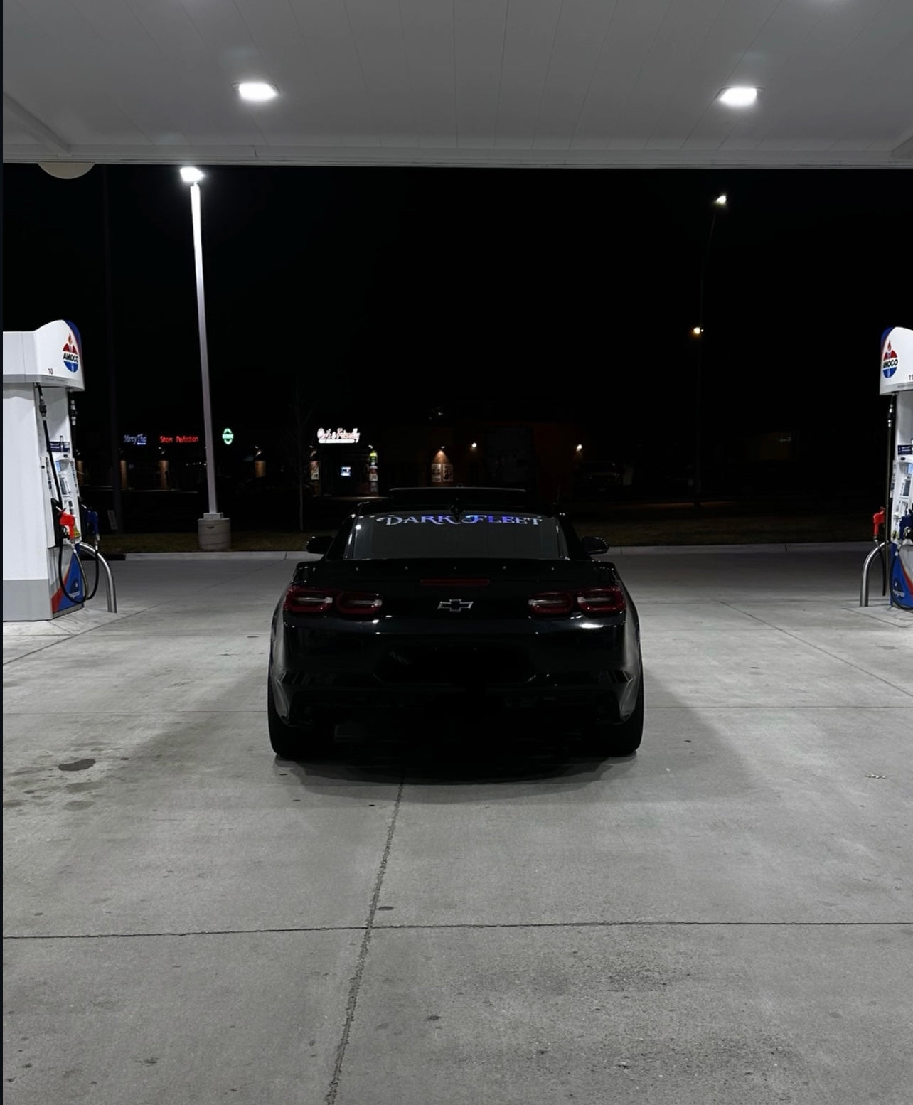 Darkfleet sticker on black Camaro
