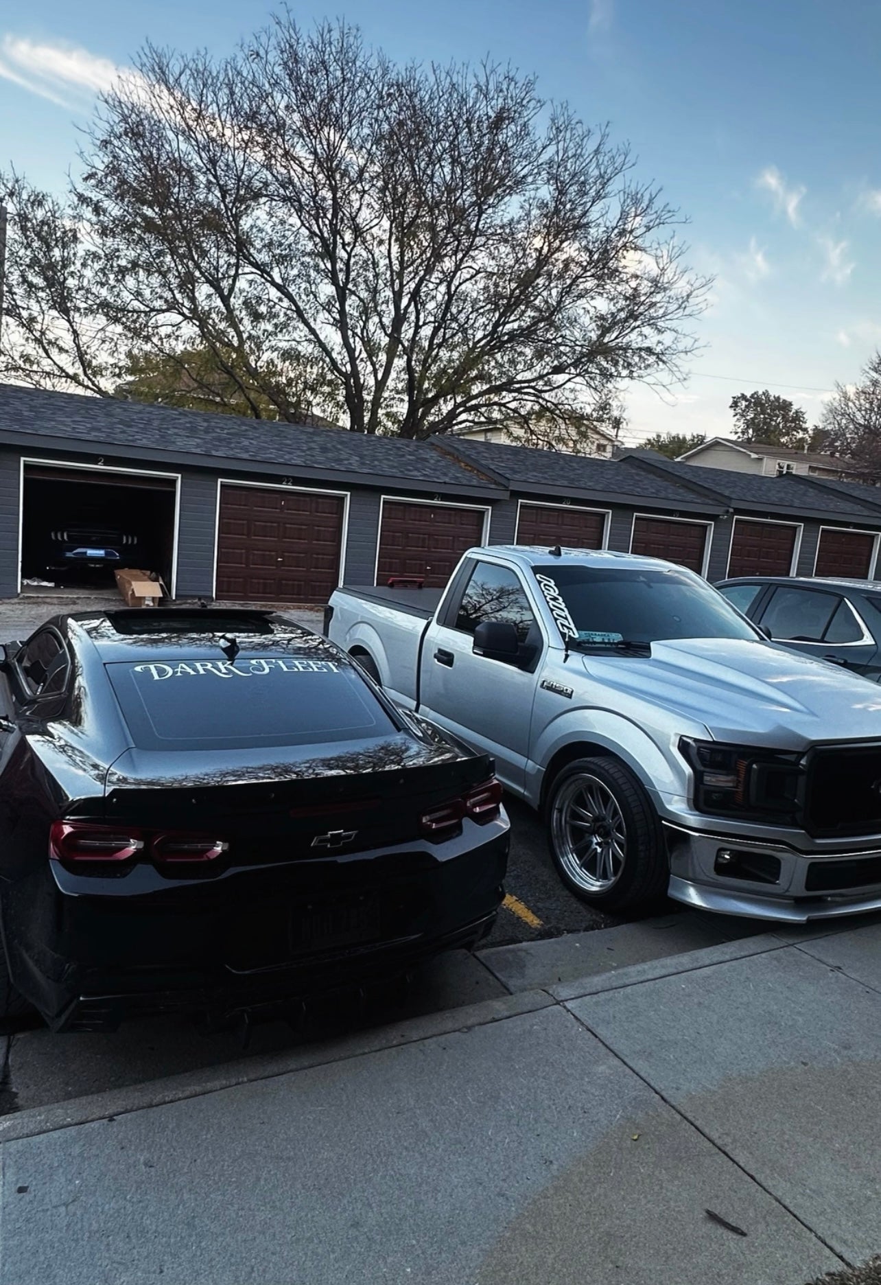 Darkfleet Camaro Parked with F-150 in neighborhood
