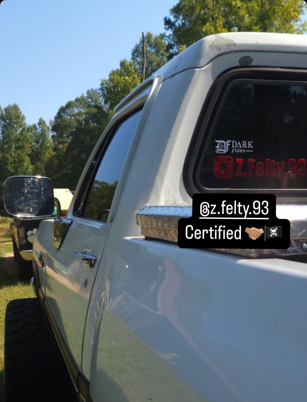 white truck with Darkfleet sticker on it