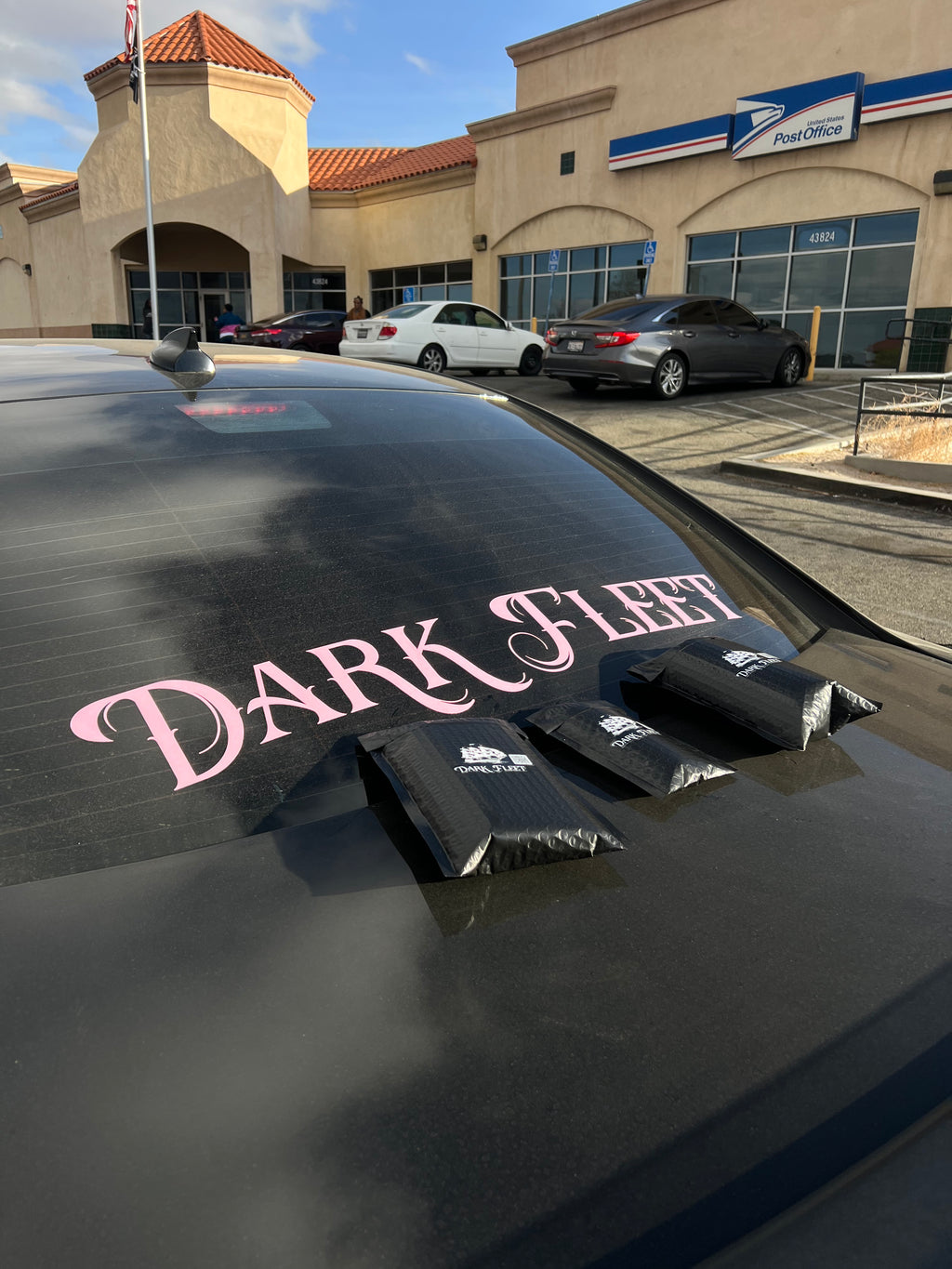 Car with 'DARK FLEET' branding and bundles 